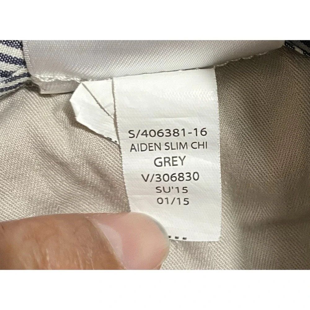 Banana Republic Aiden Chino Men Gray Flat Front Straight Leg Pants 33x34
